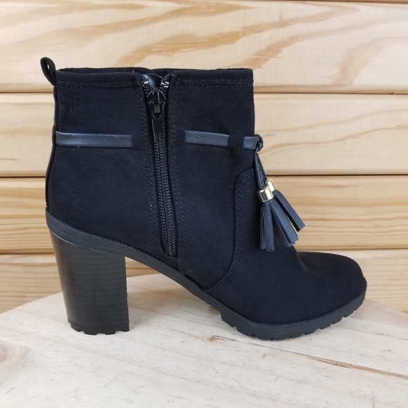 Black Faux Leather / Suede High Heel Booties 6 US Boot Side Zip NEW Jaclyn Smith - Picture 7 of 11